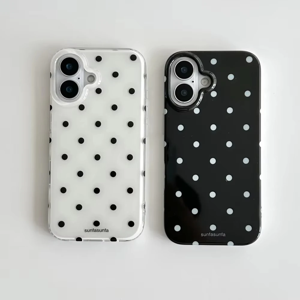 Phone Cases Trendy - Minimalist Black and White Polka Dots