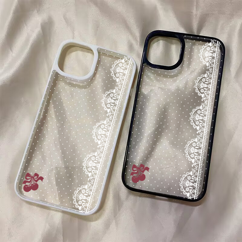 Cute Cherry Bow White Lace Pol - đánh giá và giá Phone Cases Polka Dot