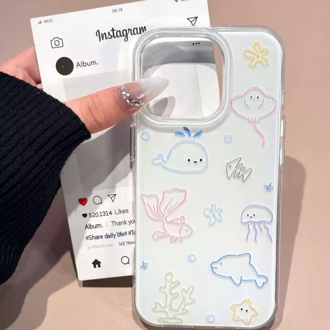 Line Drawings Of Small Seabed  - đánh giá và giá Phone Cases Drawing