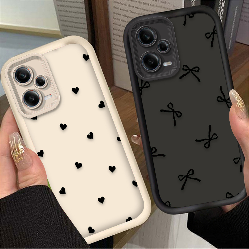 Black Love Heart Bowknot Phone - đánh giá và giá Phone Cases Xiaomi Redmi 12
