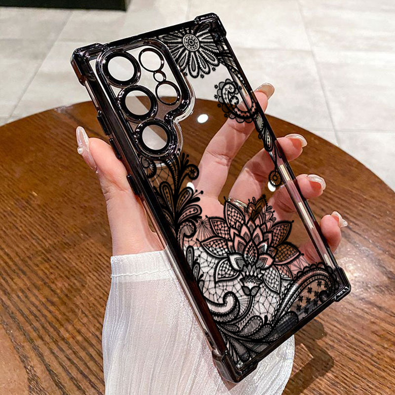 Trendy Black Lace Flower Patte - đánh giá và giá Phone Cases Trendy