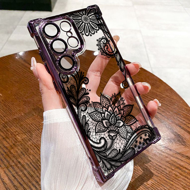 Trendy Black Lace Flower Patte - đánh giá và giá Phone Cases Trendy