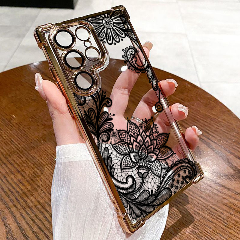 Trendy Black Lace Flower Patte - đánh giá và giá Phone Cases Trendy