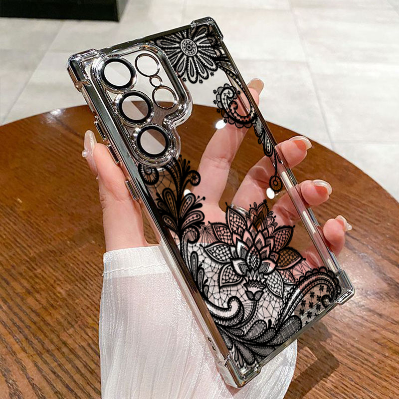 Trendy Black Lace Flower Patte - đánh giá và giá Phone Cases Trendy