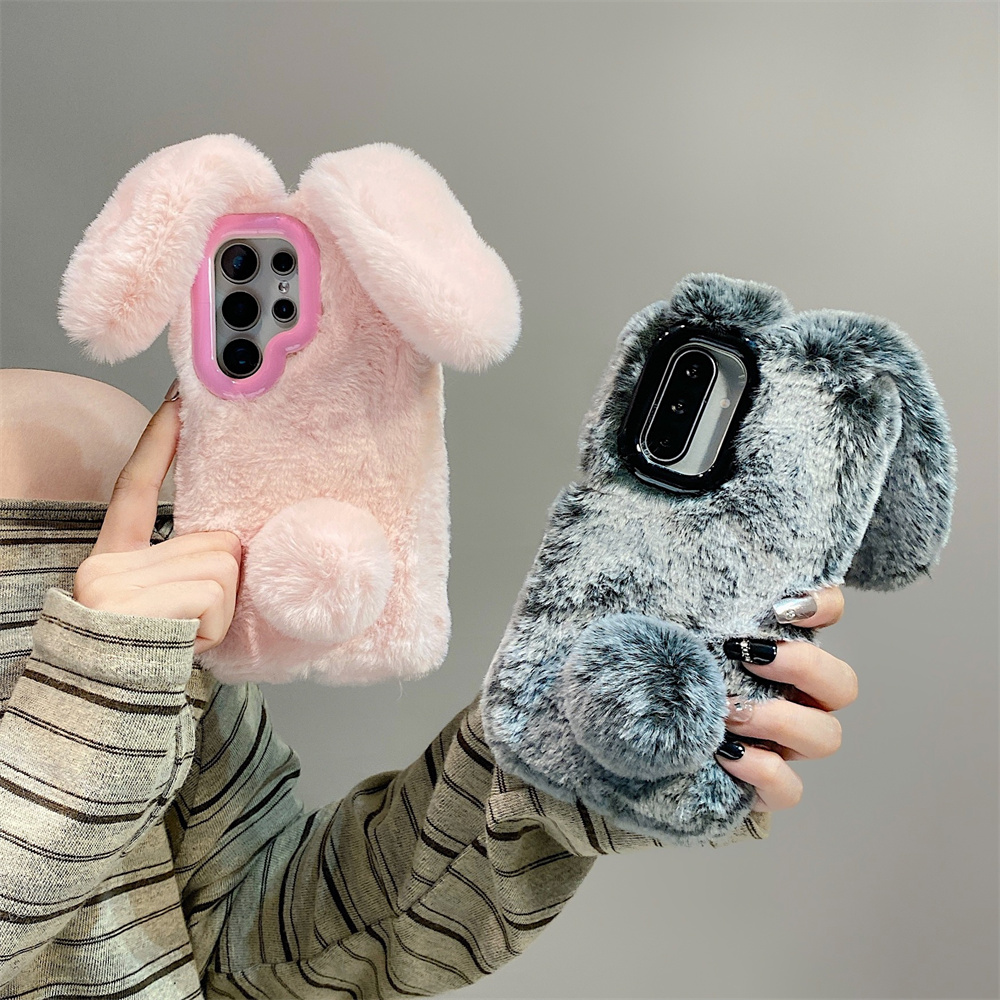 Cute Rabbit Ears Fluffy Stand  - đánh giá và giá Phone Cases Galaxy S23