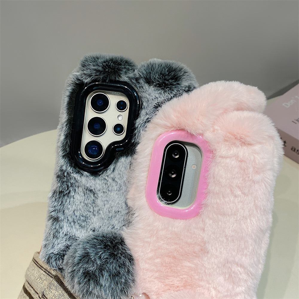 Cute Rabbit Ears Fluffy Stand  - đánh giá và giá Phone Cases Galaxy S23