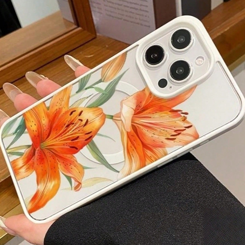 Orange Lily-Patterned Magnetic - đánh giá và giá Phone Cases With Magsafe