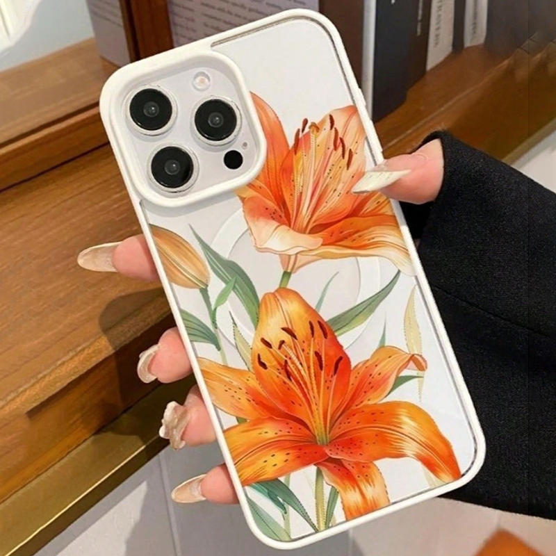Orange Lily-Patterned Magnetic - đánh giá và giá Phone Cases With Magsafe